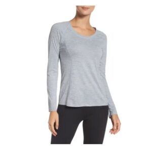 Zella Women's Run Play Breeze Gray Long Sleeve Top